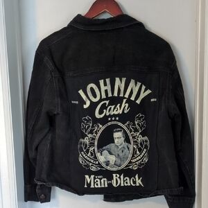 Johnny Cash Man In Black Denim Jacket